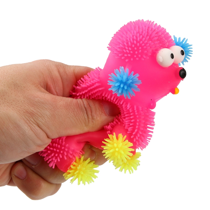 Мяч детский резиновый ёжка световой &laquo;Пудель&raquo;, цвета МИКС , в шоубоксе