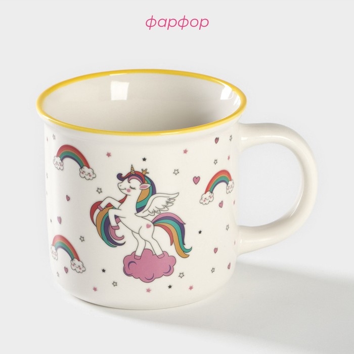 Кружка-хамелеон фарфоровая Доляна &laquo;Единорог&raquo;, 420 мл