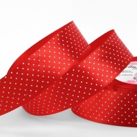 Лента атласная &laquo;Горошек&raquo;, 25 мм &times; 23 &plusmn; 1 м, цвет красный №026