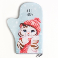 Новый год. Варежка-прихватка &laquo;Новый год: Winter fun&raquo; 20х28см,саржа, 100% х/л, ватин 250г/м2