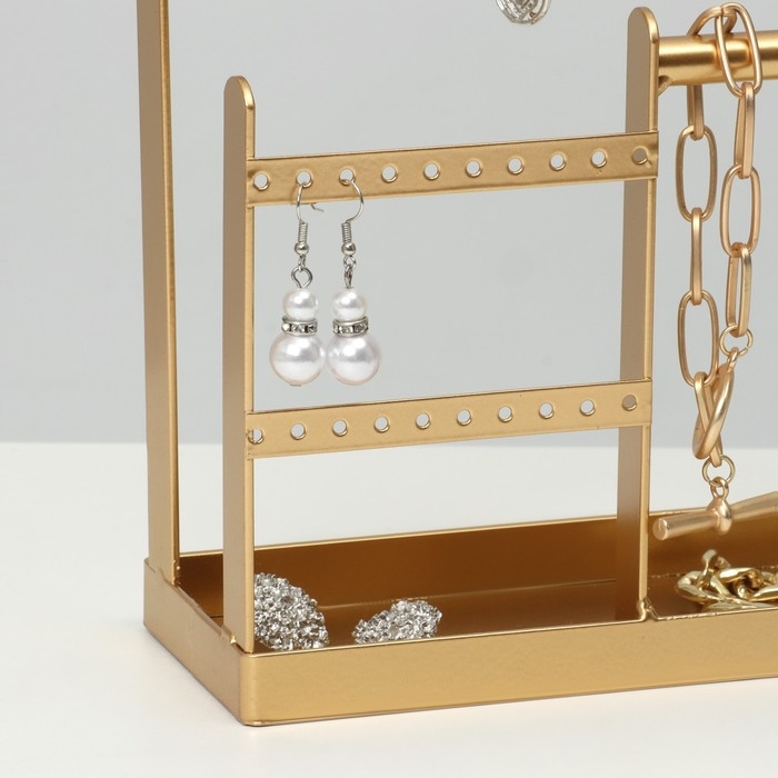 Подставка для украшений &laquo;Универсальная&raquo; 2-х уровневая, 20&times;7,5&times;27 см, цвет золотой