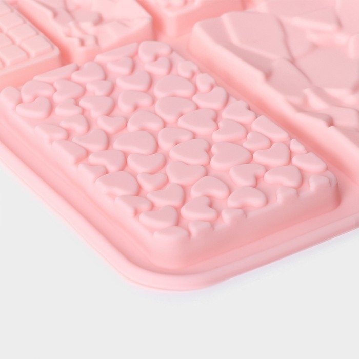 Набор форм для шоколада Доляна &laquo;Шоколадное ассорти&raquo;, 2 шт, силикон, цвет розовый