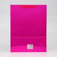 Пакет подарочный, фольгированный, упаковка, с окном, "Розовый", L 40 х 30 х 13 см