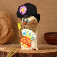 Оберег "Домовой в кепке, к деньгам, с кошельком", лён, 18 см Оберег "Домовой в кепке, к деньгам, с кошельком", лён, 18 см