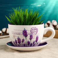 Горшок в форме чашки "Эмма" лаванда, 19х15х10см