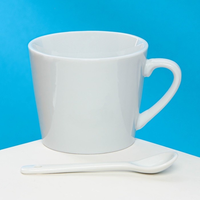 Кружка керамическая с ложкой &laquo;Мой король&raquo;, 180 мл, цвет белый