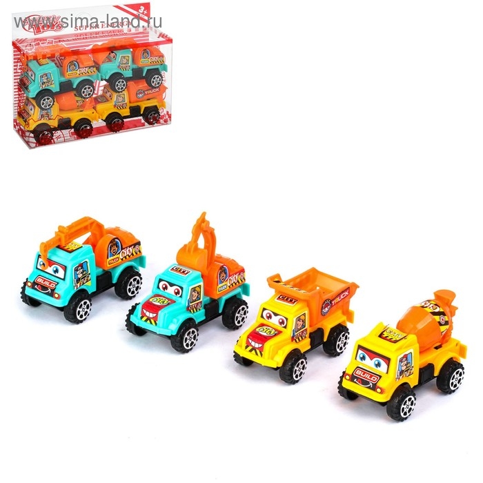 Машина инерционная &laquo;Стройтехника&raquo;, набор 4 шт.