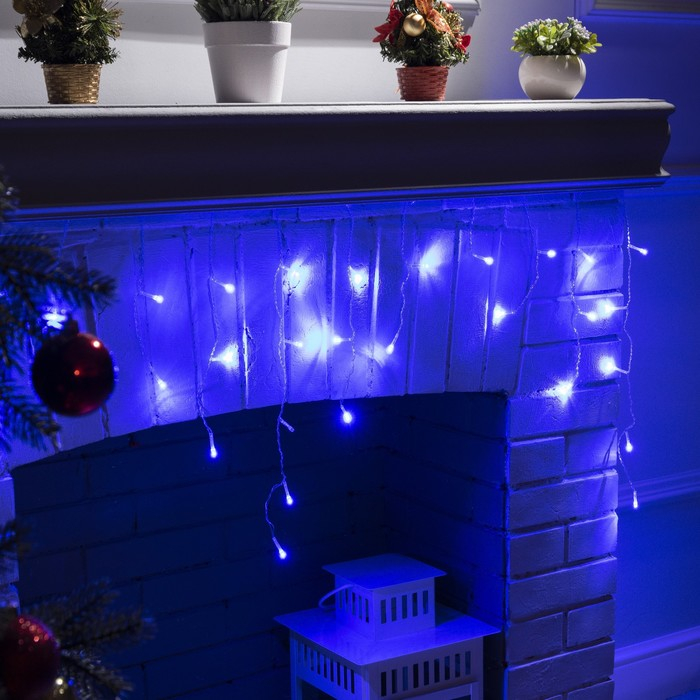 Гирлянда &laquo;Бахрома&raquo; 3 &times; 0.5 м, IP20, прозрачная нить, 80 LED, свечение синее, 8 режимов, 220 В