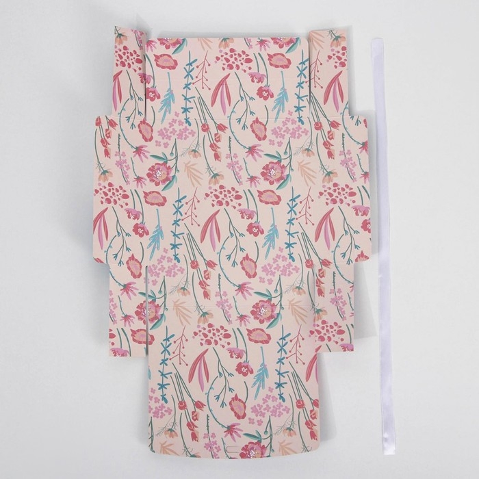 Коробка подарочная складная двухсторонняя, упаковка, &laquo;Цветы&raquo;, 20 х 18 х 5 см