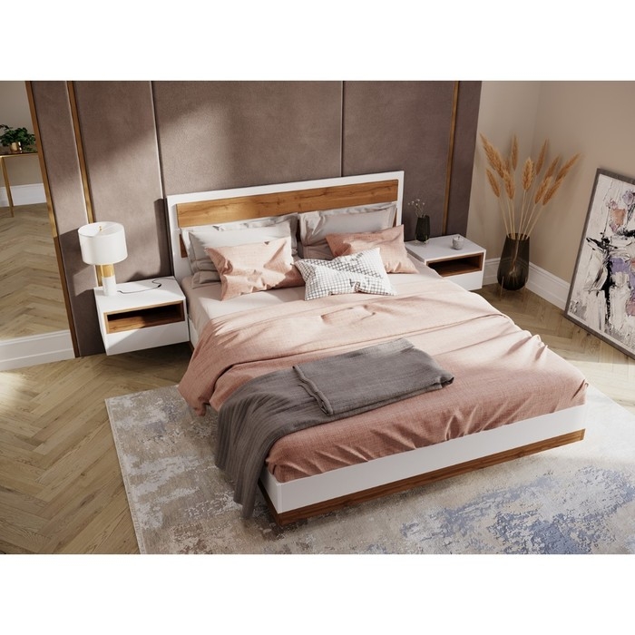 Тумба прикроватная Мечта подвесная, Белый/Крафт золотой