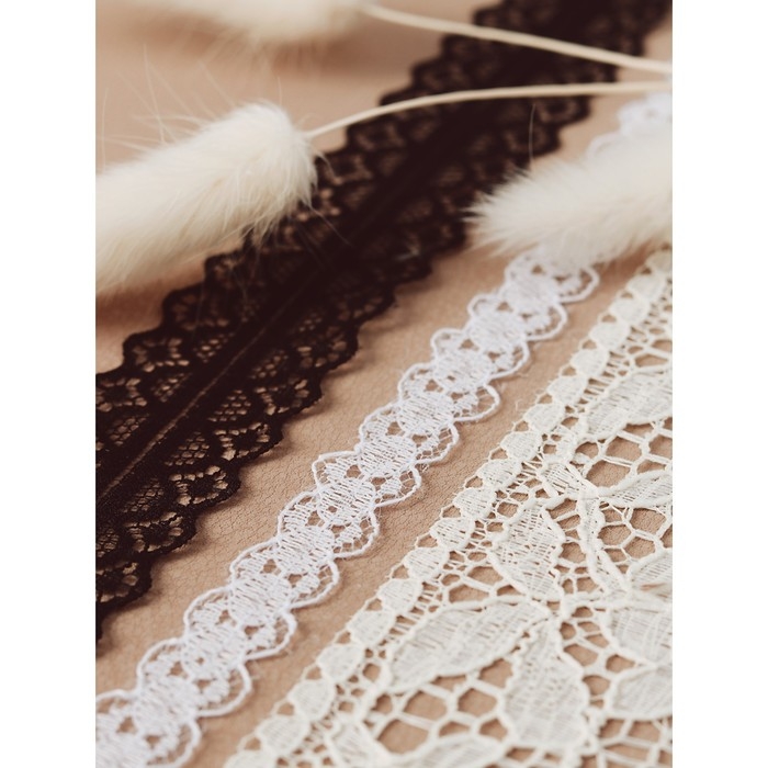 Кружево капроновое, 15 мм × 10 ± 1 м, цвет белый Кружево капроновое, 15 мм × 10 ± 1 м, цвет белый