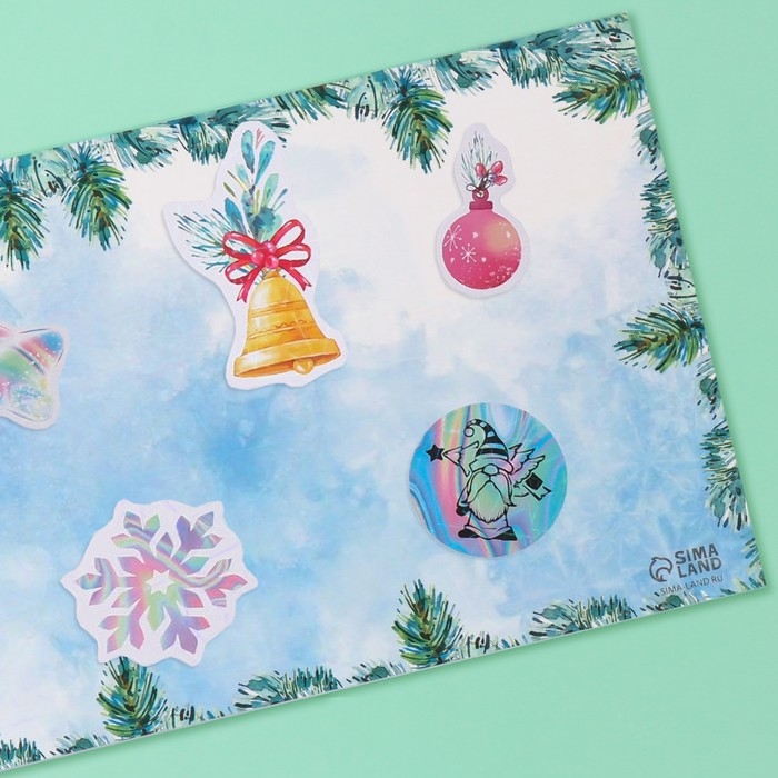 Наклейки в книжке Наклейки в книжке "Новогоднее волшебство" + 3 фона голография 20,7х14 см