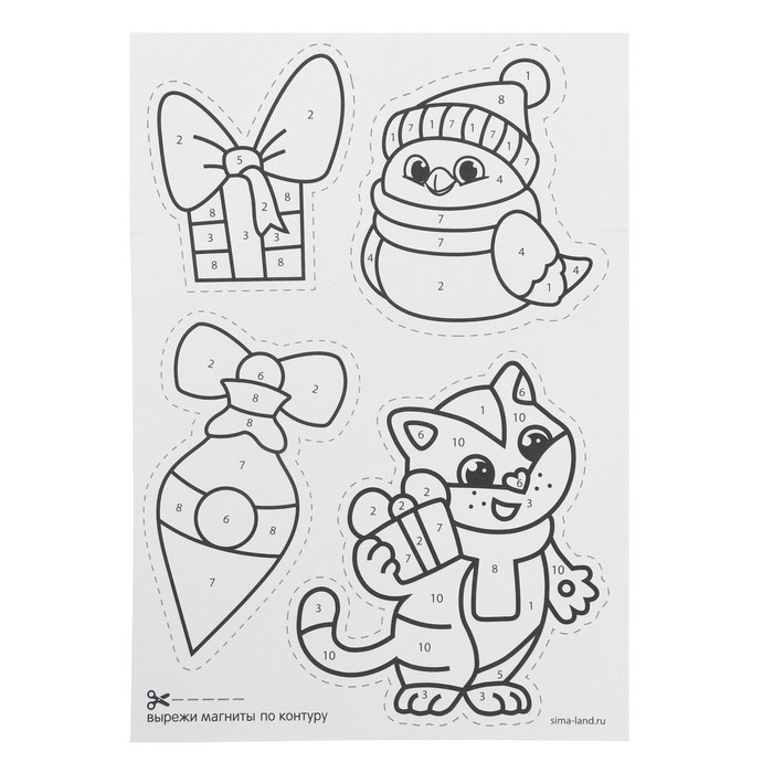 Магнит - фреска своими руками на новый год &laquo;Снегирь и котик&raquo;, новогодний набор для творчества