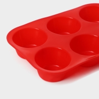 Форма для выпечки Доляна &laquo;Фигуры. Круг&raquo;, силикон, 21,5&times;14,5 см, 6 ячеек (5,7&times;5,7&times;3 см), цвет МИКС