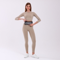 Поясная сумка на молнии, 3 отдела, цвет серый