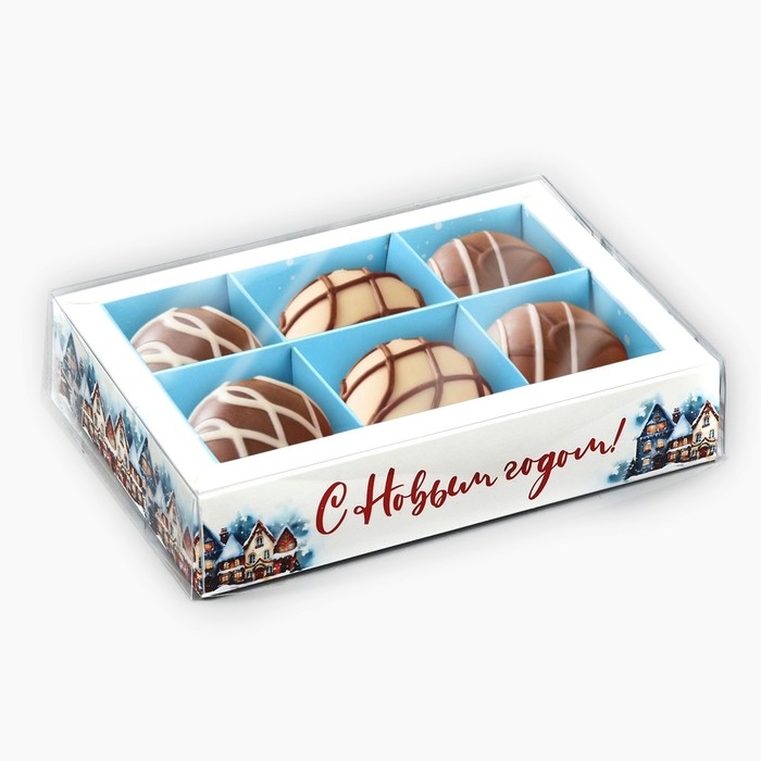 Коробка под 6 конфет с ячейками «Снежный городок», 10 х 14.5 х 3 см, Новый год Коробка под 6 конфет с ячейками «Снежный городок», 10 х 14.5 х 3 см, Новый год