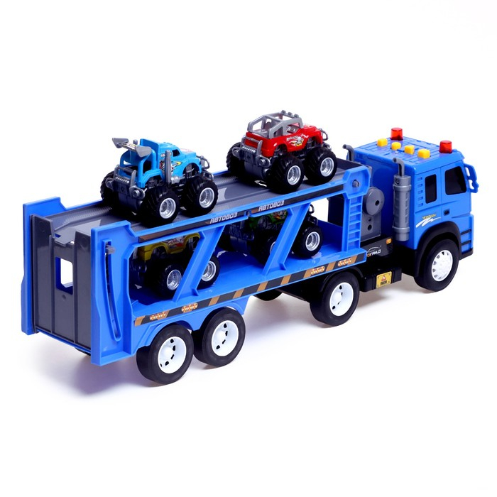 Грузовик инерционный &laquo;Автовоз&raquo;, с 4 джипами, световые эффекты, масштаб 1:12