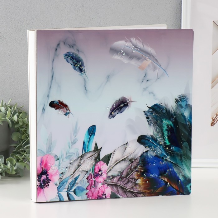 Фотоальбом магнитный 20 листов "Перья и цветы" 33х35х4 см