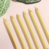 Свечи в торт "Праздник", 6 шт, 14,5 см, золото с чёрным