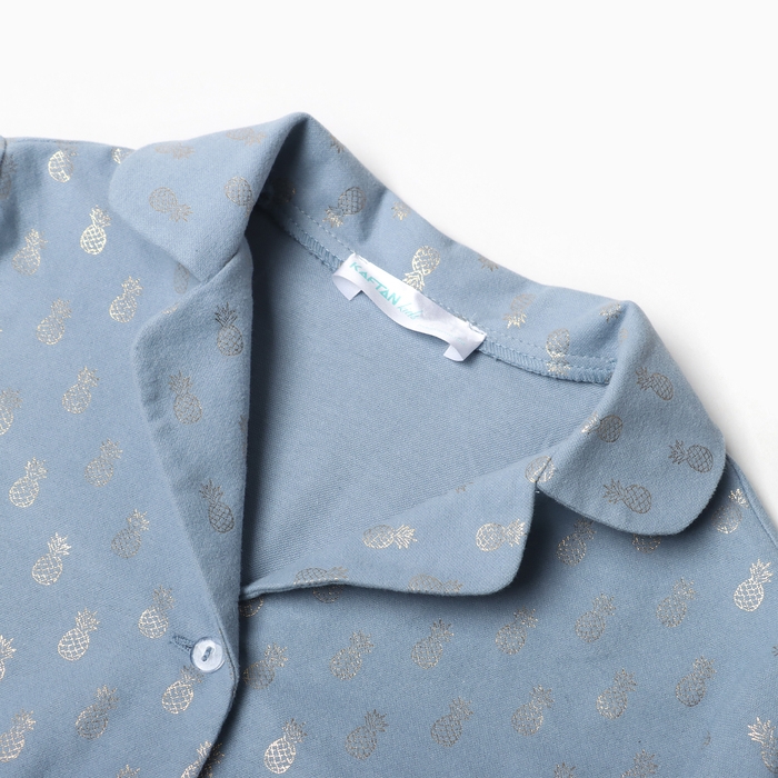 Пижама детская из фланели (рубашка, брюки) KAFTAN "Ананасы", рост 122-128, голубой