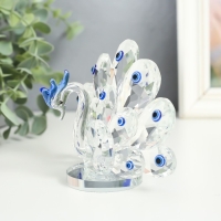 Сувенир стекло "Павлин с глазками от сглаза" 7х13х10,5 см