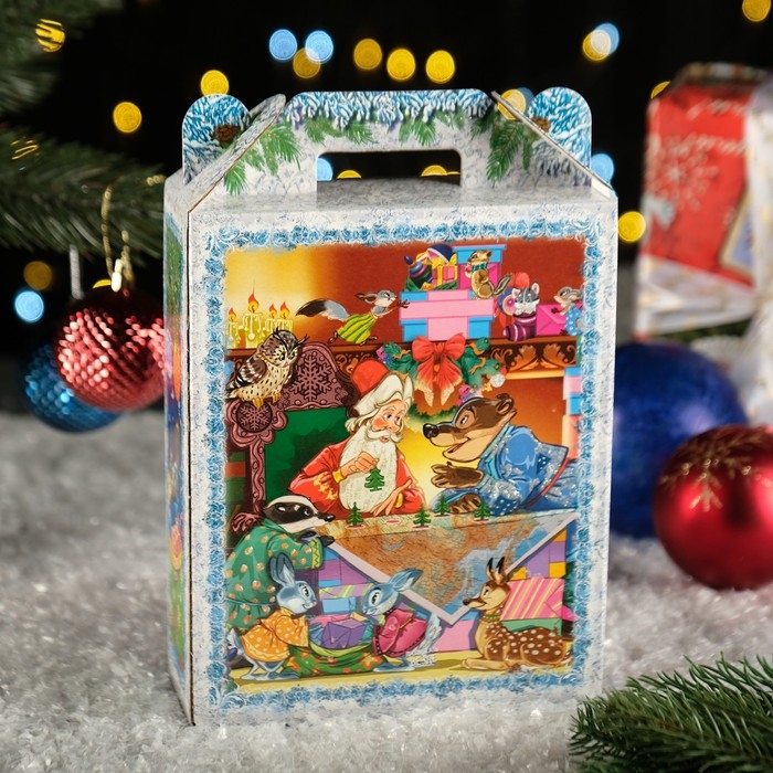 Новый год. Подарочная коробка "Мастерская Деда Мороза", 16,8 х 7 х 25см.