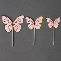 Набор топперов &laquo;Девушка с бабочками&raquo;, набор 7 шт., цвет розовый