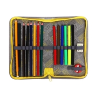 Пенал 1 секция, 115 х 205 мм, с наполнением 16 предметов, Calligrata "Динозавр" ламинированный картон, 30П26/set