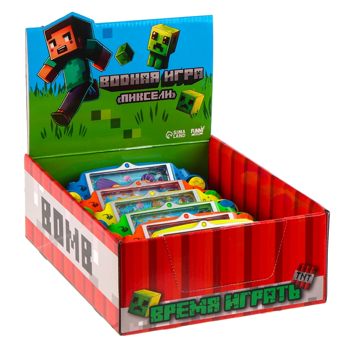 Водная игра с колечками &laquo;Пиксели&raquo;, цвета МИКС, в шоубоксе