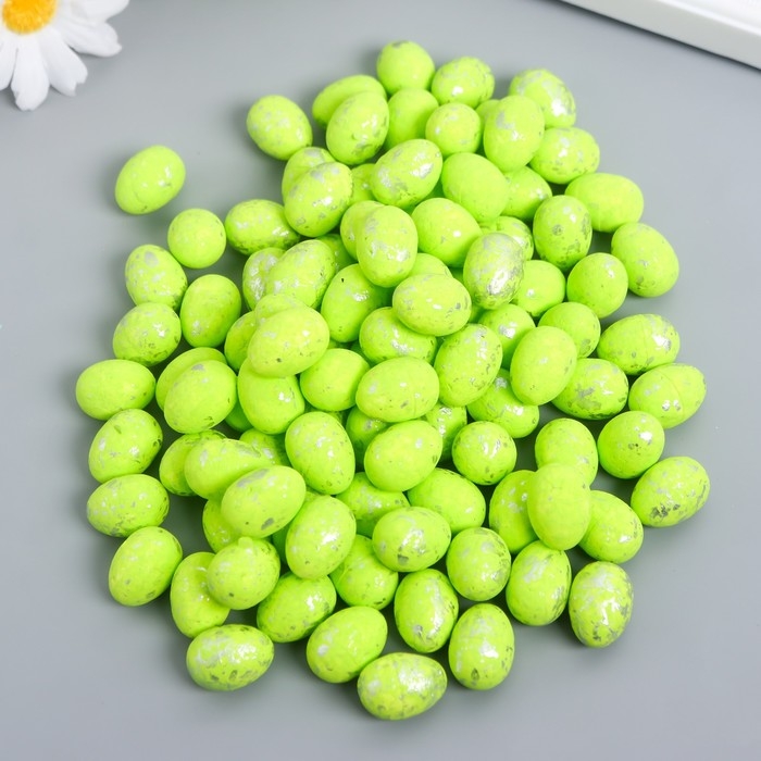 Декор пасхальный Декор пасхальный "Яйцо - серебристая крапинка" набор 100 шт зелёный 1,5х1,8 см, 8х8х8 см