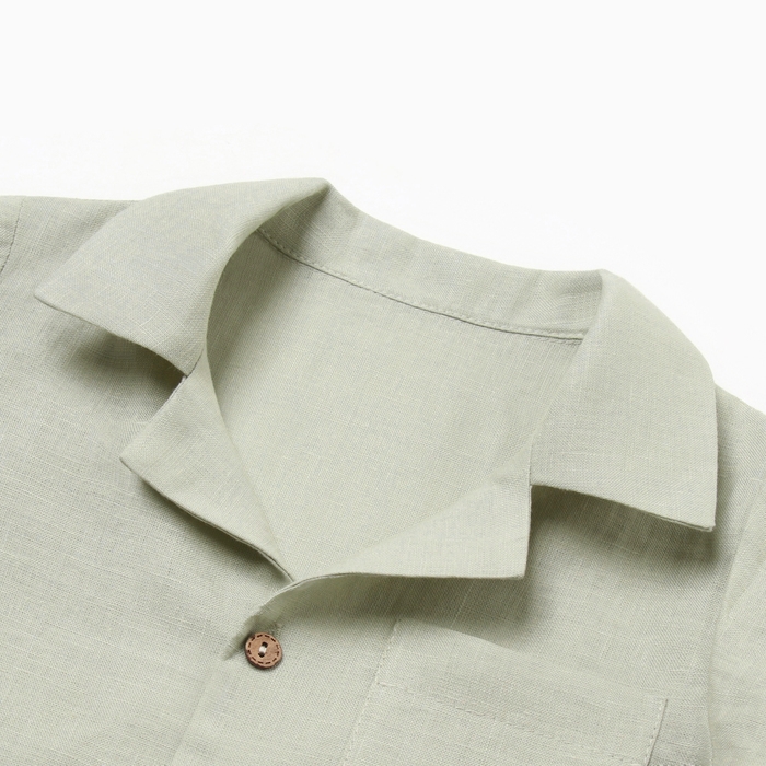 Костюм детский (рубашка и шорты) Крошка Я Linen, р. 86-92, зеленый
