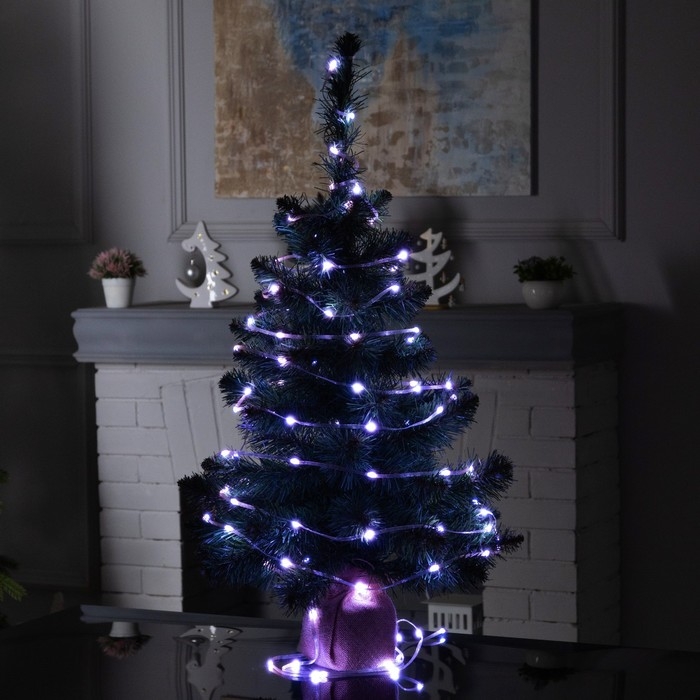 Умная гирлянда &laquo;Нить&raquo; 20 м роса, IP44, серебристая нить, 200 LED, управление с приложения, свечение RGB, USB