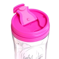 Термостакан &laquo;Аниме подружки&raquo;, цвет ярко-розовый