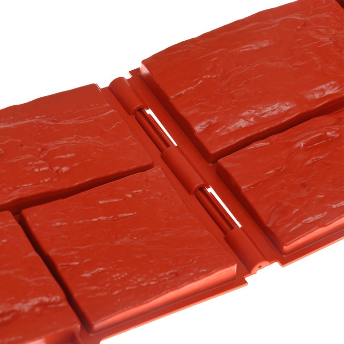 Ограждение декоративное, 24 &times; 177,5 см, 5 секций, пластик, терракотовое, &laquo;Камень&raquo;