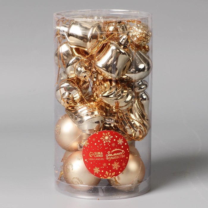 Набор украшений пластик 24 шт "Весёлый завиток" 4 см, золото