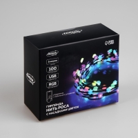 Умная гирлянда &laquo;Нить&raquo; 5 м роса с насадками &laquo;Цветочки&raquo;, IP20, серебристая нить, 100 LED, пульт ДУ, приложение, свечение RGB, USB