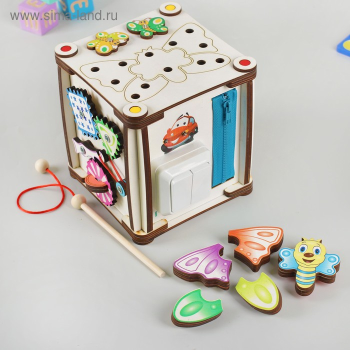 Бизикуб со светом &laquo;Зверушки&raquo; 17х17х18 см