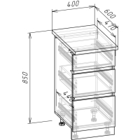 Шкаф напольный Зара 3 ящика 400х600х850 крафт белый