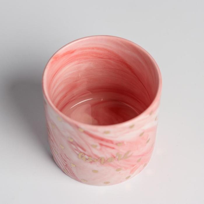 Горшок для цветов керамический с тиснением, кашпо &laquo;Сердца&raquo;, 8 х 7,5 см