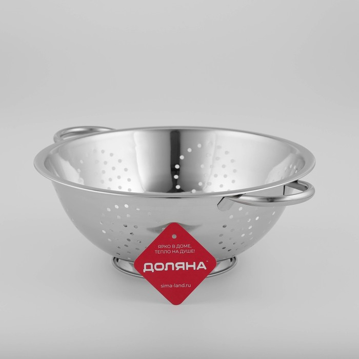 Дуршлаг из нержавеющей стали Доляна «Индия», 3,5 л, d=28 см, на ножке, две ручки Дуршлаг из нержавеющей стали Доляна «Индия», 3,5 л, d=28 см, на ножке, две ручки
