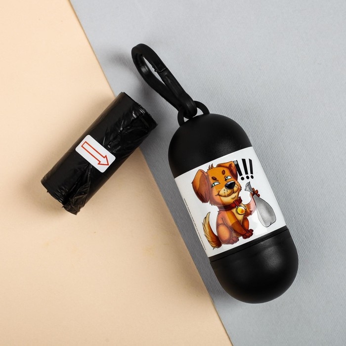 Контейнер с пакетами для уборки за собаками &laquo;Пёсик&raquo; (рулон 15 шт)