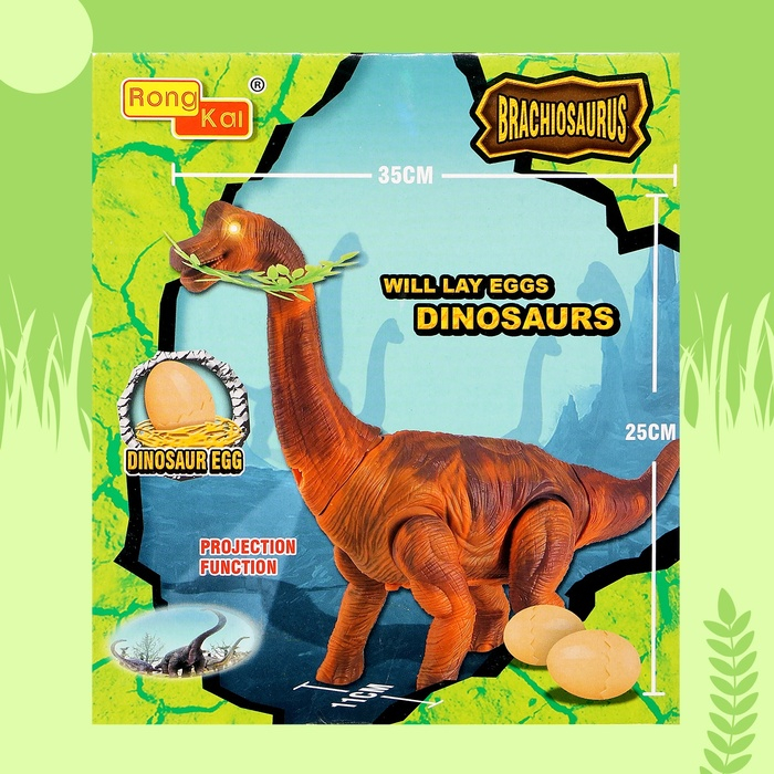 Динозавр &laquo;Брахиозавр травоядный&raquo;, работает от батареек, откладывает яйца, с проектором, цвет оранжевый