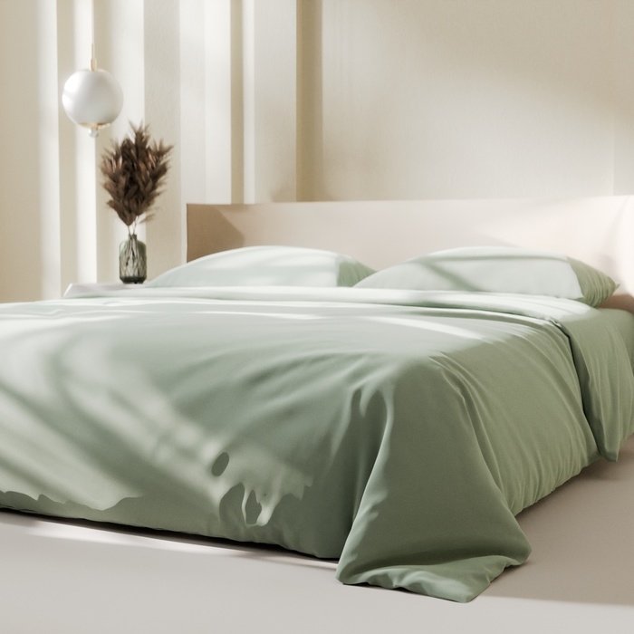 Постельное бельё LoveLife евро "Green tea" 200х215 см, 225х240 см, 50х70&plusmn; 3 см-2 шт, микрофибра 85 гр