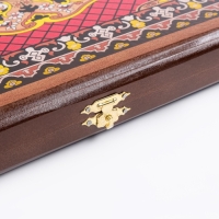 Нарды деревянные большие, настольная игра "Красный узор", 50 х 50 см, с шашками