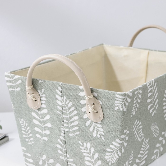 Корзина для хранения с ручками Доляна «Листья», 31,5×21×21 см, цвет серо-зелёный Корзина для хранения с ручками Доляна «Листья», 31,5×21×21 см, цвет серо-зелёный