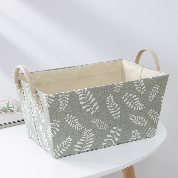 Корзина для хранения с ручками Доляна «Листья», 31,5×21×21 см, цвет серо-зелёный Корзина для хранения с ручками Доляна «Листья», 31,5×21×21 см, цвет серо-зелёный