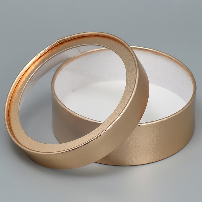 Коробка для макарун, кондитерская упаковка тубус с окном, &laquo;Золото&raquo; 16 х 16 х 5 см