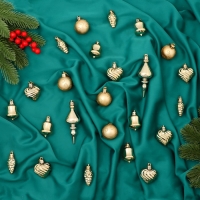 Набор украшений пластик 24 шт "Весёлый завиток" 4 см, золото