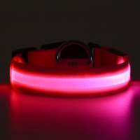 Ошейник с подсветкой размер S, ОШ 35-43 х 2,5 см, 3 режима свечения розовый