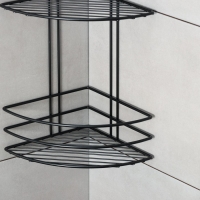 Полка для ванной угловая 3-х ярусная, 20×20×66 см, цвет чёрный Полка для ванной угловая 3-х ярусная, 20×20×66 см, цвет чёрный